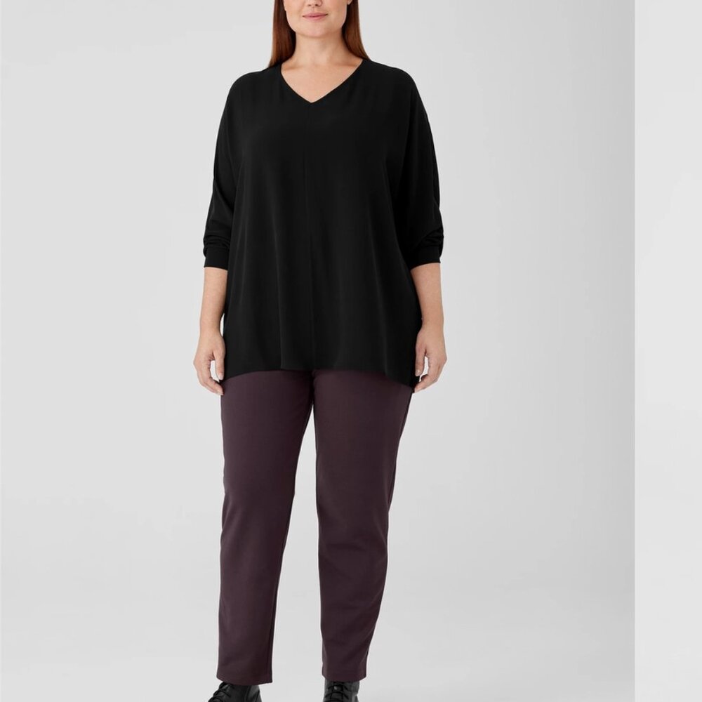Eileen Fisher Washable Flex Ponte Pant, Cassis, Size L - Picture 4 of 4